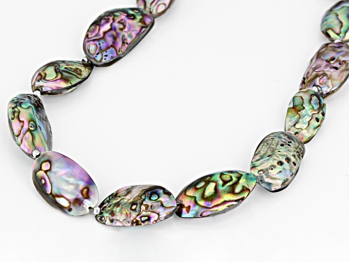Pacific Style™ Custom Shape Abalone Shell Rhodium Over Silver Necklace - Size 18