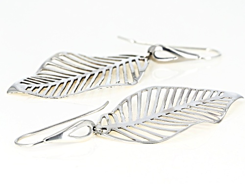 Pacific Style™ Rhodium Over Sterling Silver Leaf Earrings.