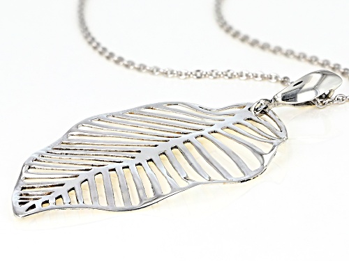 Pacific Style™ Rhodium Over Sterling Silver Leaf Pendant With Chain
