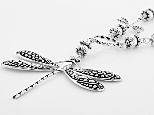 Pacific Style™ Dragonfly Sterling Silver Dangle Necklace - Size 20