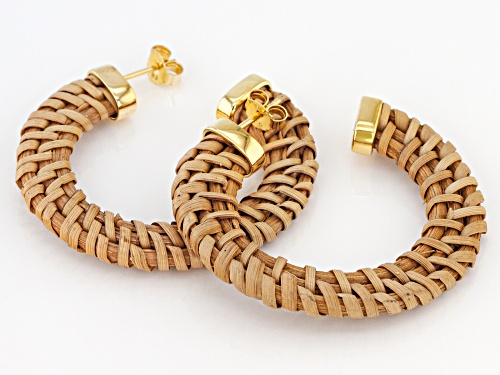 Pacific Style ™ Rattan 18K Gold Over Silver J-Hoop Earrings