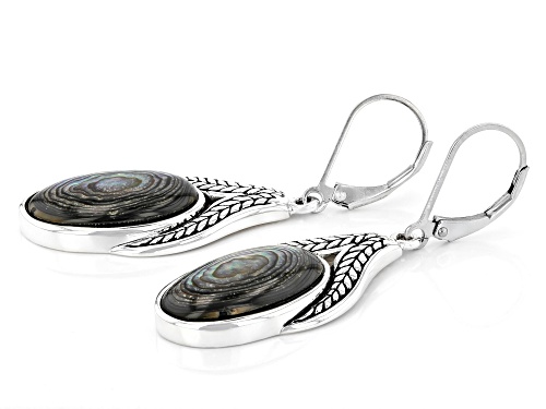 Pacific Style™ Abalone Shell Sterling Silver Braided Detail Earrings