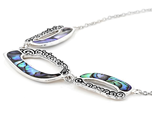 Pacific Style™ Abalone Shell Rhodium Over Sterling Silver Necklace - Size 18