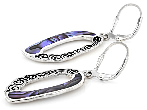Pacific Style™ Abalone Shell Rhodium Over Silver Earrings