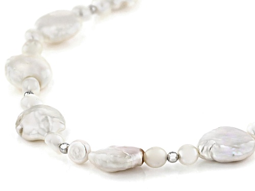 Pacific Style™ Freshwater Pearl Rhodium Over Silver Necklace - Size 18