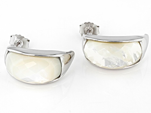 Pacific Style™ Mother-Of-Pearl Rhodium Over Sterling Silver Earrings