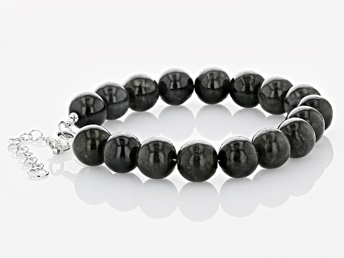 Pacific Style™ Charcoal Jadeite Rhodium Over Sterling Silver Beaded Bracelet - Size 7.25