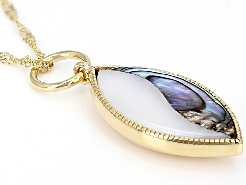 Pacific Style™ Abalone Shell & Mother-Of-Pearl 18K Gold Over Silver Pendant With 18