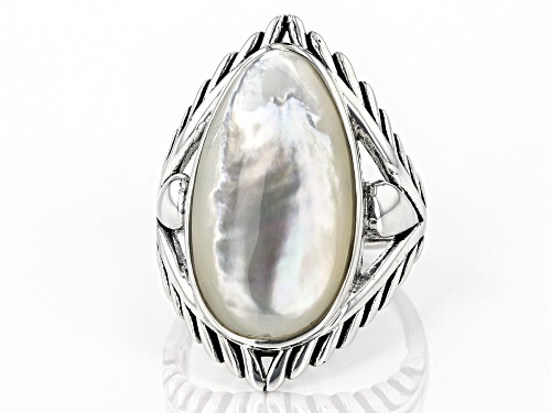 Pacific Style™ Mother-Of-Pearl Sterling Silver Oxidized Ring - Size 7
