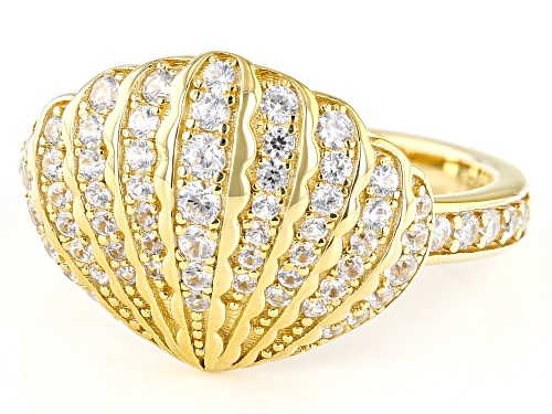 Pacific Style™ 0.85ctw Round White Zircon 18k Yellow Gold Over Sterling Silver Statement Ring - Size 7