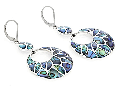 Pacific Style™ Mix Shaped Abalone Shell Sterling Silver Inlay Dangle Earrings
