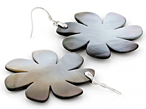 Pacific Style™ 40mm Abalone Shell Rhodium Over Sterling Silver Floral Earrings