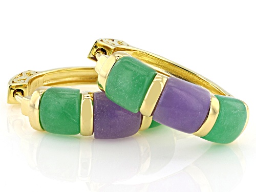 Pacific Style™ Green & Purple Jadeite 18K Gold Over Sterling Silver Earrings