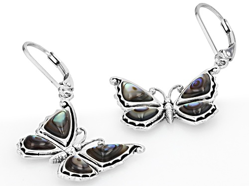 Pacific Style™ Abalone Shell Sterling Silver Butterfly Earrings