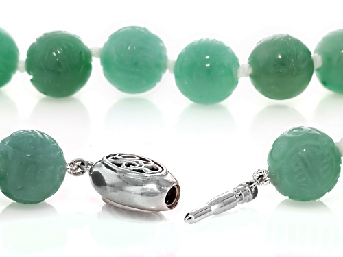 Pacific Style™ 10.5-12mm Carved Jadeite Sterling Silver Necklace - Size 18