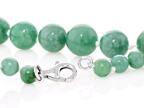Pacific Style™ 6-10mm Green Jadeite Sterling Silver Necklace - Size 18