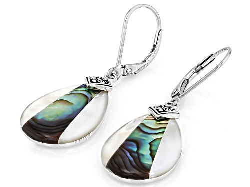 Pacific Style™ Abalone Shell & Mother-of-Pearl Sterling Silver Earrings