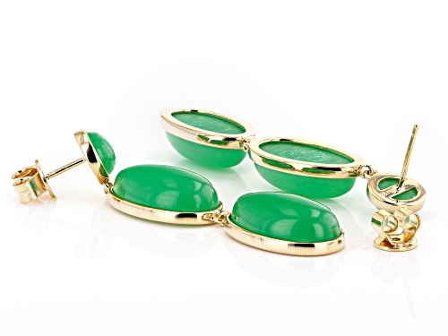 Pacific Style™ Green Jadeite 18k Yellow Gold Over Sterling Silver Earrings