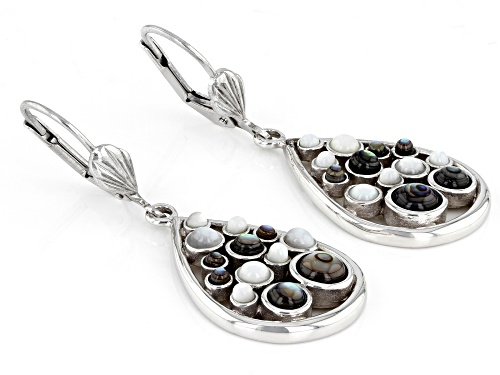 Pacific Style™ Mother-of-Pearl & Abalone Shell Rhodium Over Brass Earrings