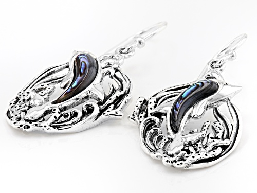 Pacific Style™ Abalone Shell Sterling Silver Dolphin Earrings