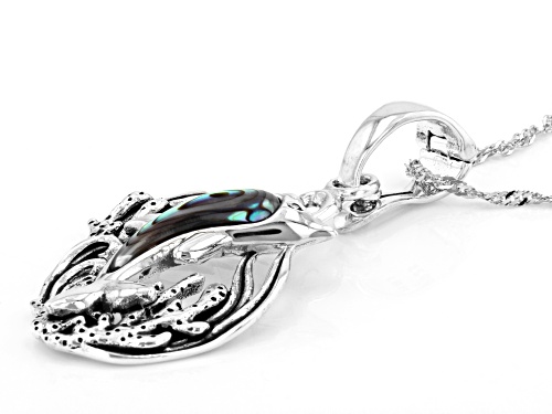 Pacific Style™ Abalone Shell Sterling Silver Dolphin Pendant With 18