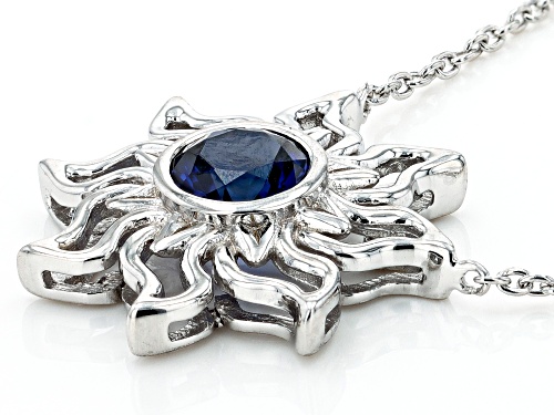 Pacific Style™ 0.82ct Lab Created Blue Sapphire Rhodium Over Silver Birthstone Necklace - Size 18