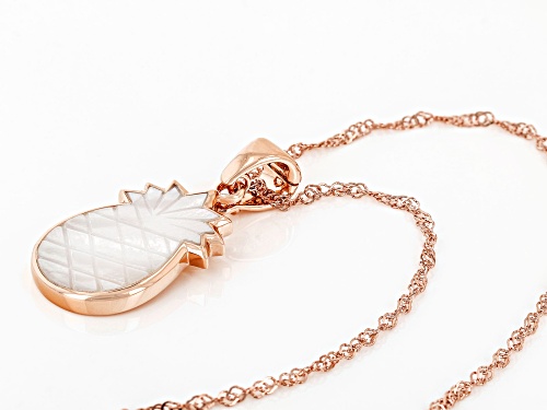 Pacific Style™ Pineapple Hand Carved White  Shell 18k Rose Gold Over Silver Enhancer With 18