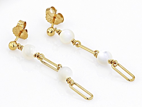Pacific Style™ Mother-of-Pearl 18k Gold Over Silver Paperclip Earrings