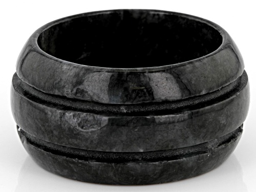 Pacific Style™ Charcoal Jadeite Carved Band Ring - Size 10