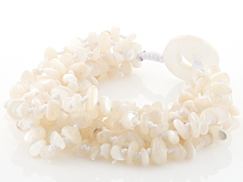 Pacific Style™ White Mother-Of-Pearl 6-Strand Chip Bracelet - Size 8