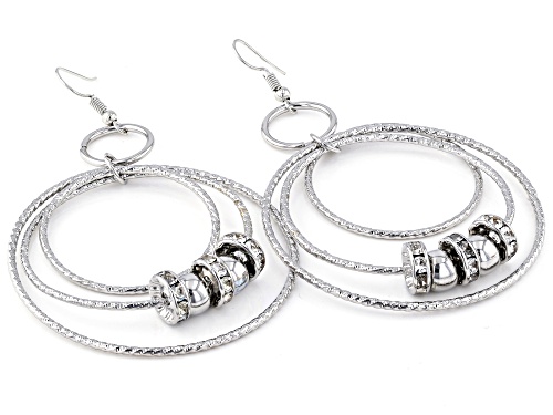 Paula Deen Jewelry™ Round White Crystal Silver Tone Graduated Spinner Hoop Earrings