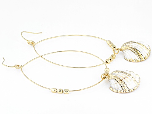 Paula Deen Jewelry™ Shell Simulant Gold Tone Seashell Hoop Earrings