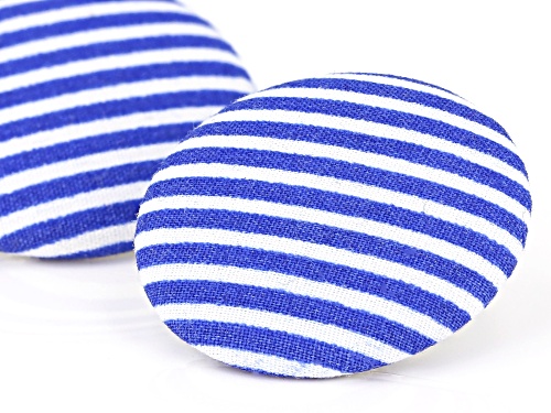 Paula Deen Jewelry™ Blue And White Nautical Stripe Fabric Silver Tone Stud Earrings