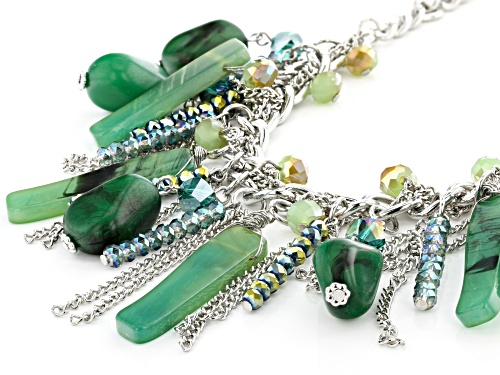 Paula Deen Jewelry™ Mixed Mint Green And Multicolor Bead Silver Tone Statement Necklace - Size 17