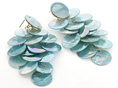 Paula Deen Jewelry™ Cascading Round Blue Disc, Gold Tone Dangle Earrings