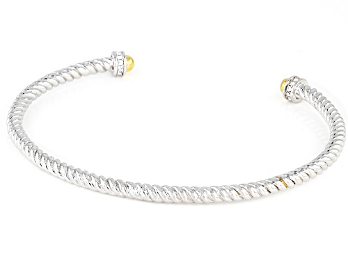 Paula Deen Jewelry™ Round White Crystal Rhodium And 18k Gold Over Brass Two Tone Cuff Bracelet - Size 8