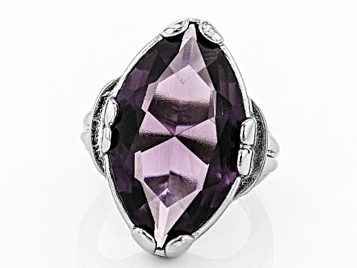 Paula Deen Jewelry™ 25x15mm Marquise Purple Crystal Silver Tone Solitaire Ring - Size 7