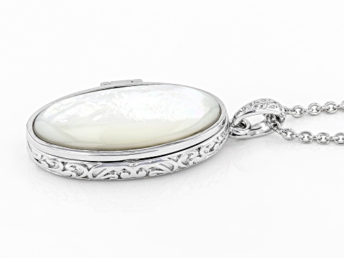 Paula Deen Jewelry 34x19mm Mother-Of-Pearl Rhodium Over Brass Locket Enhancer With 18