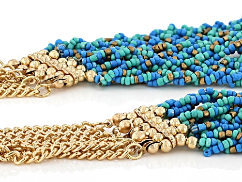 Paula Deen Jewelry™, Gold Tone Blue Beaded Multi Strand Necklace - Size 19