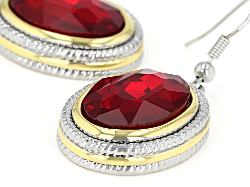 Paula Deen Jewelry™, Two Tone Red Crystal Dangle Earrings
