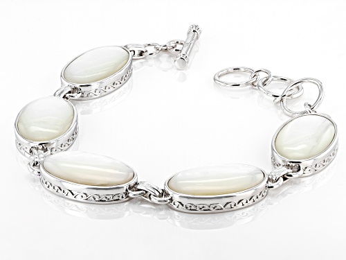 Paula Deen Jewelry™ Oval Mother Of Pearl Silver Tone Station Bracelet - Size 7.5