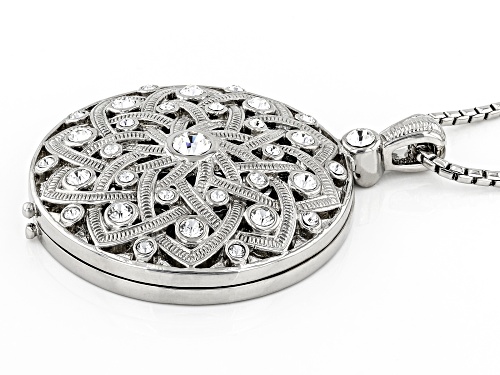Paula Deen Jewelry™ White Crystal Silver Tone Mirror Pendant with Chain