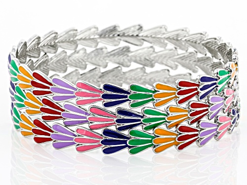 Paula Deen Jewelry™ Multi Color Enamel Silver Tone Set of 3 Bangles
