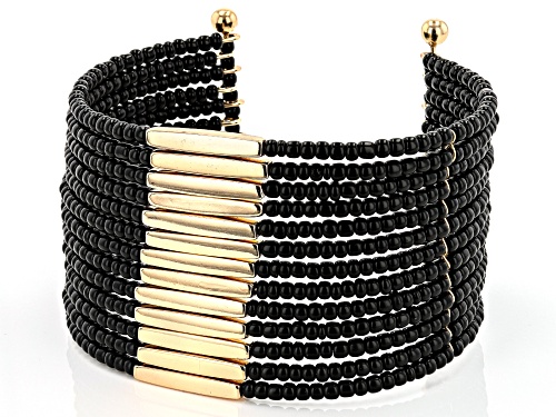 Paula Deen Jewelry™ Black Seed Bead Gold Tone Cuff Bracelet
