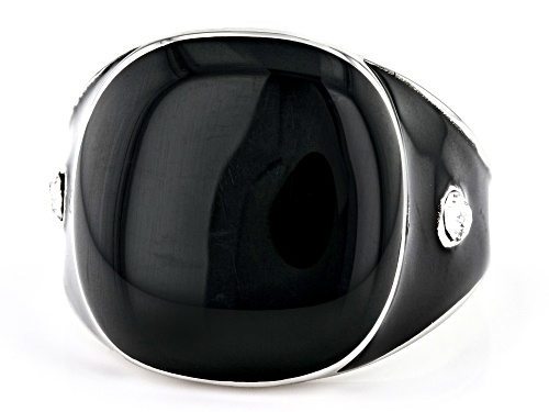 Paula Deen Jewelry™ Black Enamel with Crystal Accents Silver Tone Ring - Size 7