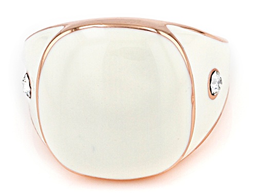 Paula Deen Jewelry™ Cream Color Enamel with White Crystal Accents Rose Tone Ring - Size 7