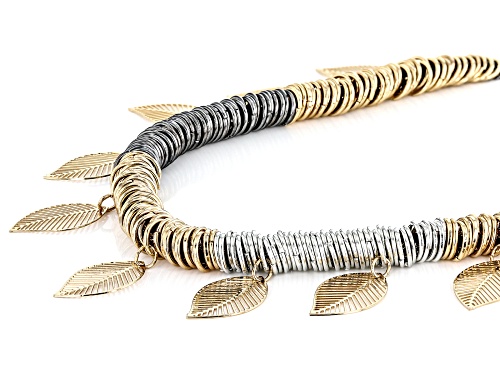 Paula Deen Jewelry™ Multi-Color Tone & Imitation Suede Leaf Station Necklace - Size 24