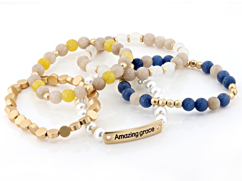 Paula Deen Jewelry™ Acrylic & Resin Bead Gold Tone Set of 5 Bracelets