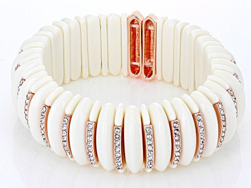 Paula Deen Jewelry™ Cream Crystal Rose Tone Resin Stretch Bracelet