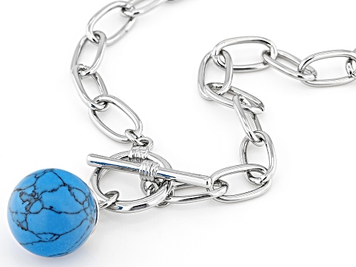 Paula Deen Jewelry™ 14mm Turquoise Simulant Silver Tone Toggle Necklace